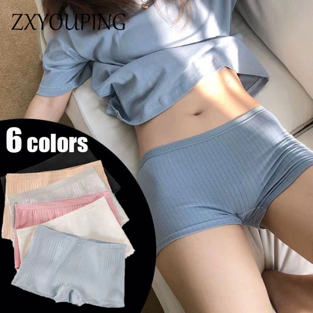 Zxyouping Boxer Brief สําหรับผู้หญิง Plus ขนาดผ้าฝ้ายสีทึบกางเกงต้านเชื้อแบคทีเรีย SoftComfort Breathable Butt Lifting ชุดชั้นในเอวกลาง M-XL