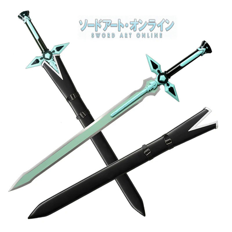 Sword Art Online Kirito Kirigaya Kazuto, Dark Repulser Swords, Wooden Scabbard, Cosplay Props, Decor