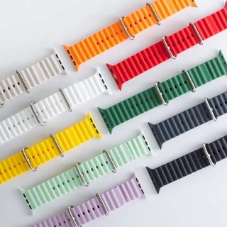 สายนาฬิกาซิลิโคนทะเล For Iwatch Apple Watch Ultra/SE 3 2/Ultra 49มม 44 40 42 38 41 45มม Series 11/10 9 8 7 6 5