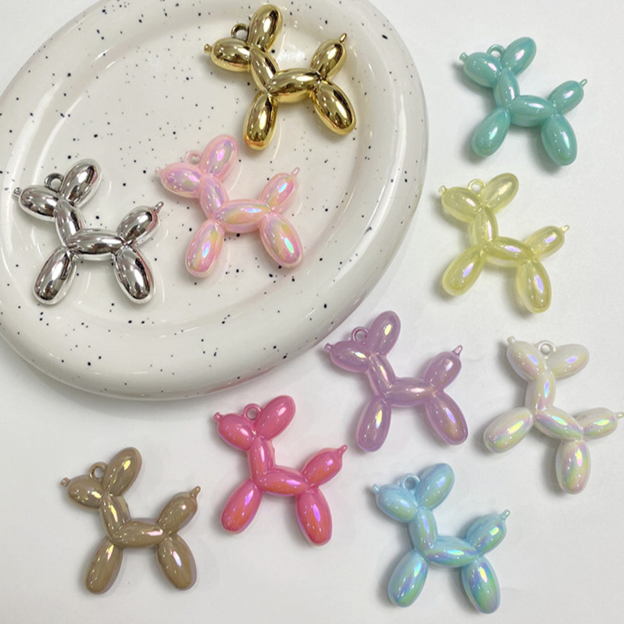 5ชิ้นบอลลูนสุนัขสีโลหะ เกี่ยวกับ หลวมลูกปัด ทําเอง แขวนหลุมจี้สําหรับสร้อยคอสร้อยข้อมือเครื่องประดับทําอุปกรณ์ทํามือวัสดุ