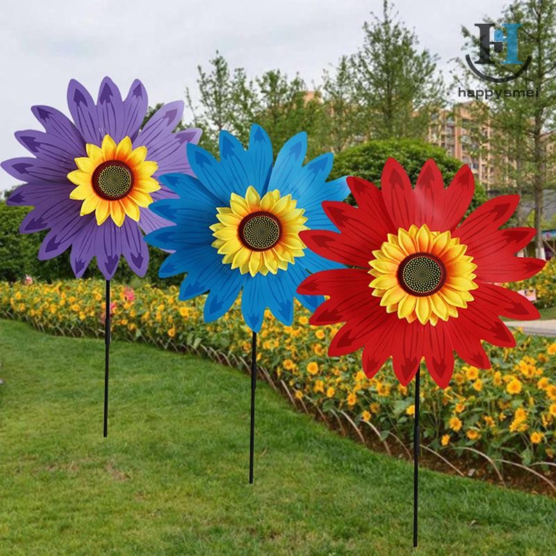[GA] กังหันลมดอกทานตะวัน Wind Spinners สําหรับบ้านสวน DIY เด็กกิจกรรมกลางแจ้งเค้าโครง Pinwheels ของเล่น TH