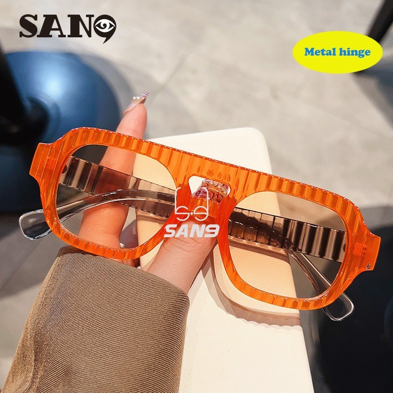 บานพับโลหะcod (San9)2024 ใหม่ UV Resistance Double Beam Small Frame แว่นกันแดดยุโรปและอเมริกาสําหรับผู้หญิง