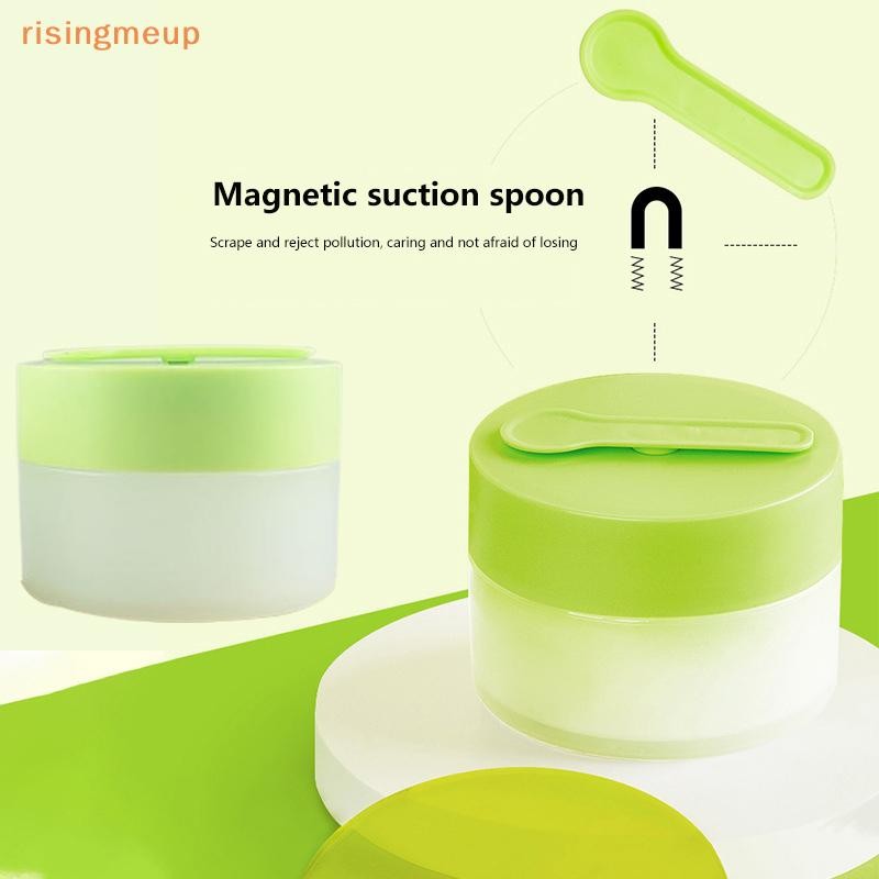 [risingmeup] ขวดครีมหน้าเปล่า 100 กรัมพร้อมช้อนแม่เหล็ก ขวดโลชั่นพลาสติกฝ้า ขวดหน้ากาก กล่องบรรจุเครื่องสําอาง