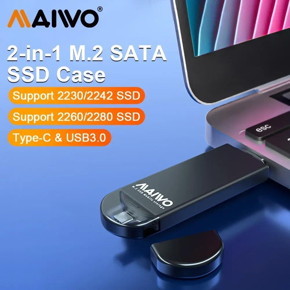 MAIWO 2230 2242 2260 2280 SATA NGFF SSD Enclosure Case Type-C USB3.0 Solid State Drive กล่องสําหรับ 