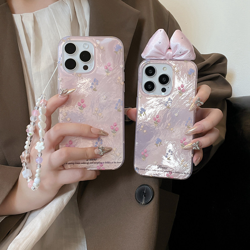 Huiwanju สาวอ่อนโยนสีชมพูขนาดเล็กดอกไม้สมัคร iphone15promax เคสโทรศัพท์มือถือ Apple 16 ใหม่ 13promax โซ่ 12 ผู้หญิง 14 เคสป้องกัน