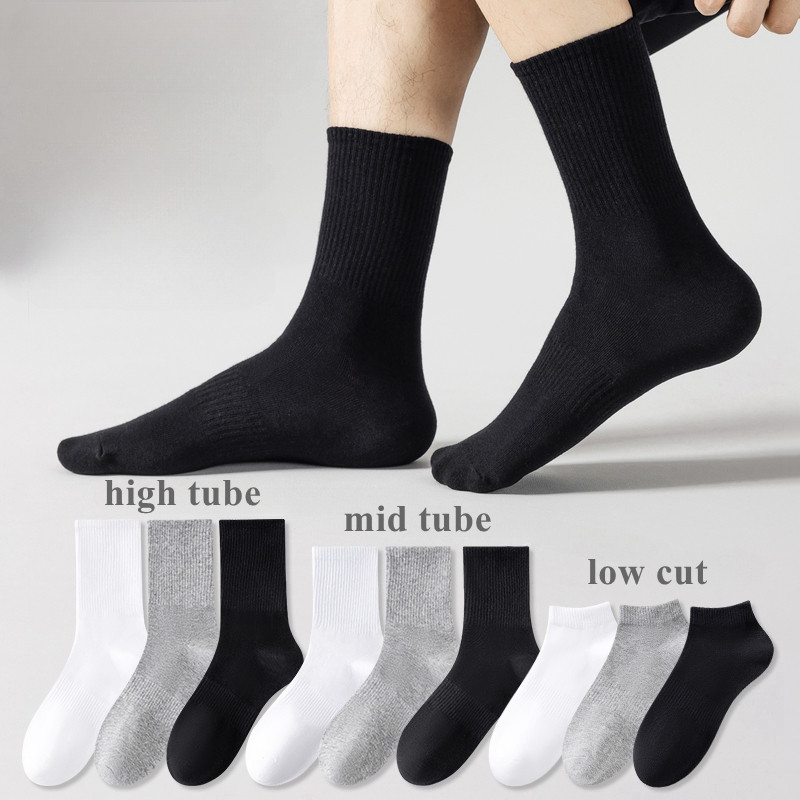 ถุงเท้ายาว 1 คู่ ถุงเท้าผ้าฝ้ายแท้ unisex ถุงเท้ากีฬาดูดซับเหงื่อและป้องกันกลิ่น