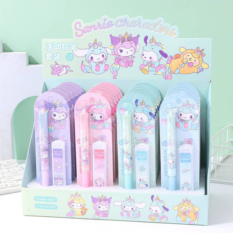 🎀kuromi ดินสอกดSanrio ยูนิคอร์นดินสออัตโนมัตินักเรียนชั้นประถมศึกษาเขียนไม่แตกง่ายดินสอ ชุดตะกั่ว