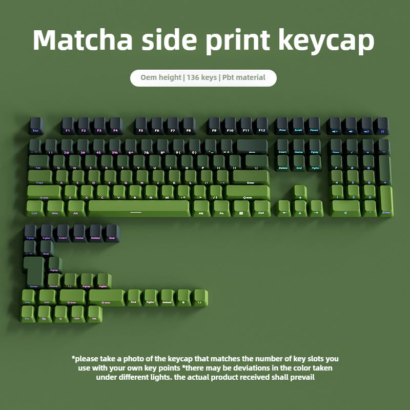 ชุดปุ่มกดพิมพ์ด้านข้างมัทฉะ - 136Key OEM Profile PBT Doubleshot Shine ผ่านสําหรับคีย์บอร์ด MX