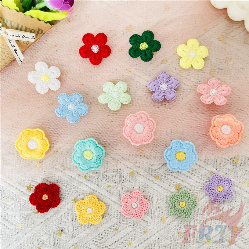 อิน แผ่นแปะดอกไม้สีลูกกวาดหวาน 1 PC DIY ผ้า Applique เย็บปักถักร้อยเย็บบนแพทช์อุปกรณ์ตกแต่ง