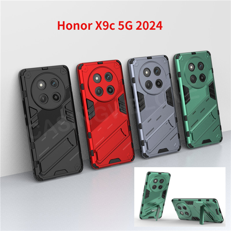 ปลอก Honor X9c 5G 2024 Honor X9C X9 X9b X9a X9c สมาร์ท X60 Pro Magic7Lite 5G 4G 2024 Luxury Hard แฟชั่นเกราะกันกระแทก TPU Stand Holder Bracket เคสโทรศัพท์ป้องกันปกหลัง