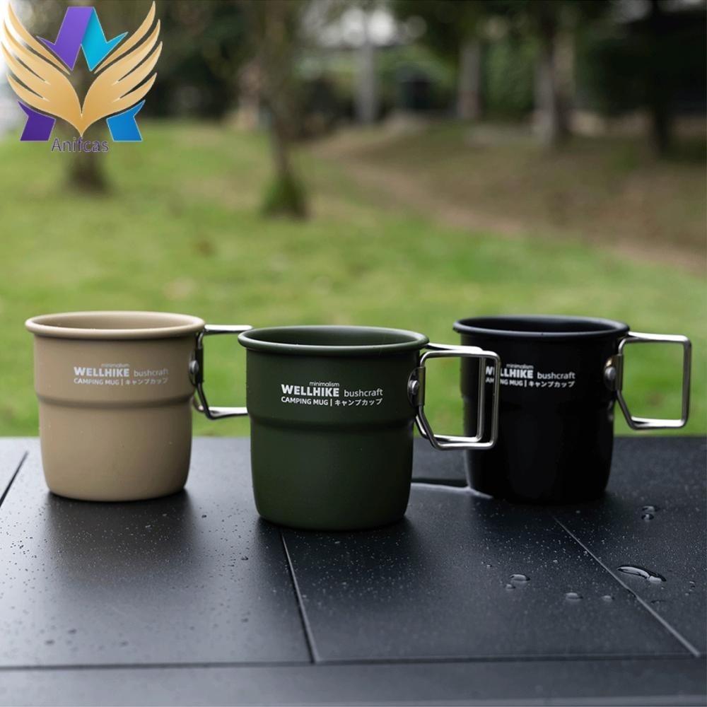 WELLHIKE แก้วมัคตั้งแคมป์อลูมิเนียมอัลลอยด์ขนาด 300 มล. พร้อมที่จับพับได้สําหรับการแบกเป้เดินป่า