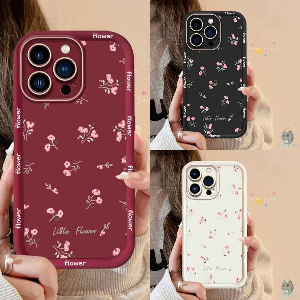 ปลอกสําหรับiphone 11 16 13 14 15 12 Pro Max XR X Xs Max 8 7 6 6s Plus SE 2020 Insแฟชั่นดอกไม้เล็กๆการ์ตูนเคสโทรศัพท์ใหม่แองเจิลตากรณีกันกระแทกป้องกันปกหลัง