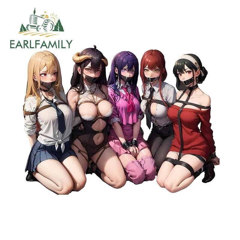Earlfamily 13 ซม.x 9.8 ซม.สําหรับ Tie Makima Yor รถสติกเกอร์อะนิเมะ Bundle Decal รถอุปกรณ์เสริมตกแต่ง