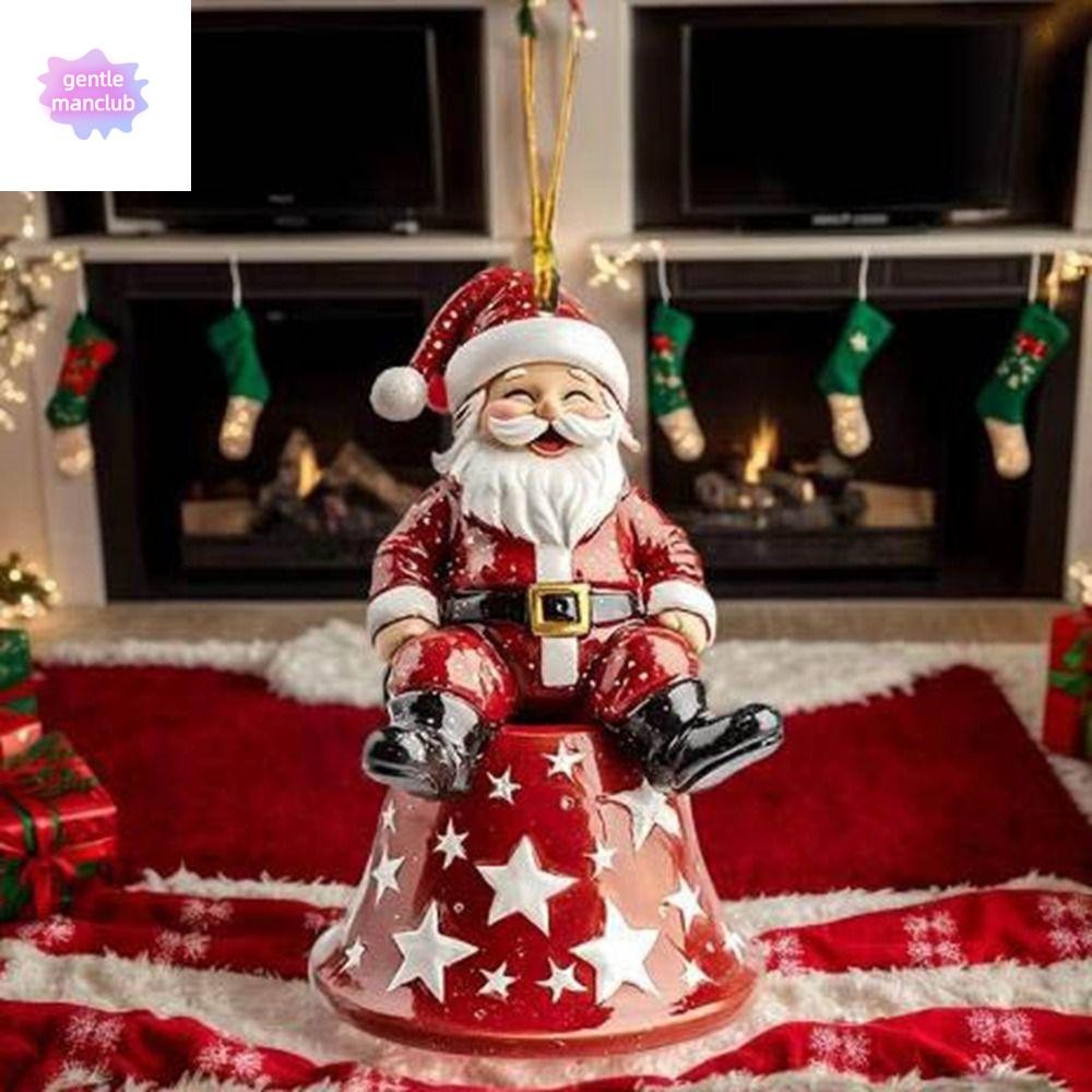 Gentlemanclub ตกแต่งคริสต์มาส,อะคริลิค 2D Plane จี้ต้นคริสต์มาส,Creative Painted Santa Claus/Snowman/Elk แขวนเครื่องประดับคริสต์มาส Office
