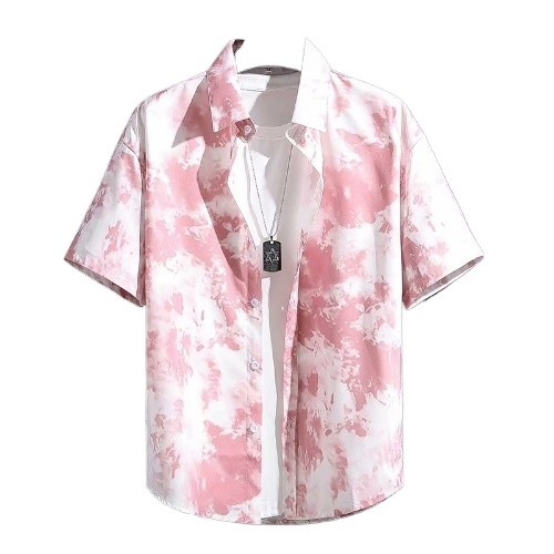 เสื้อเชิ้ตแขนสั้นผู้ชายใหม่ฤดูร้อนบางพิมพ์ปกบางด้านบนเกาหลีแฟชั่นลำลองแขนสั้นเสื้อยืด