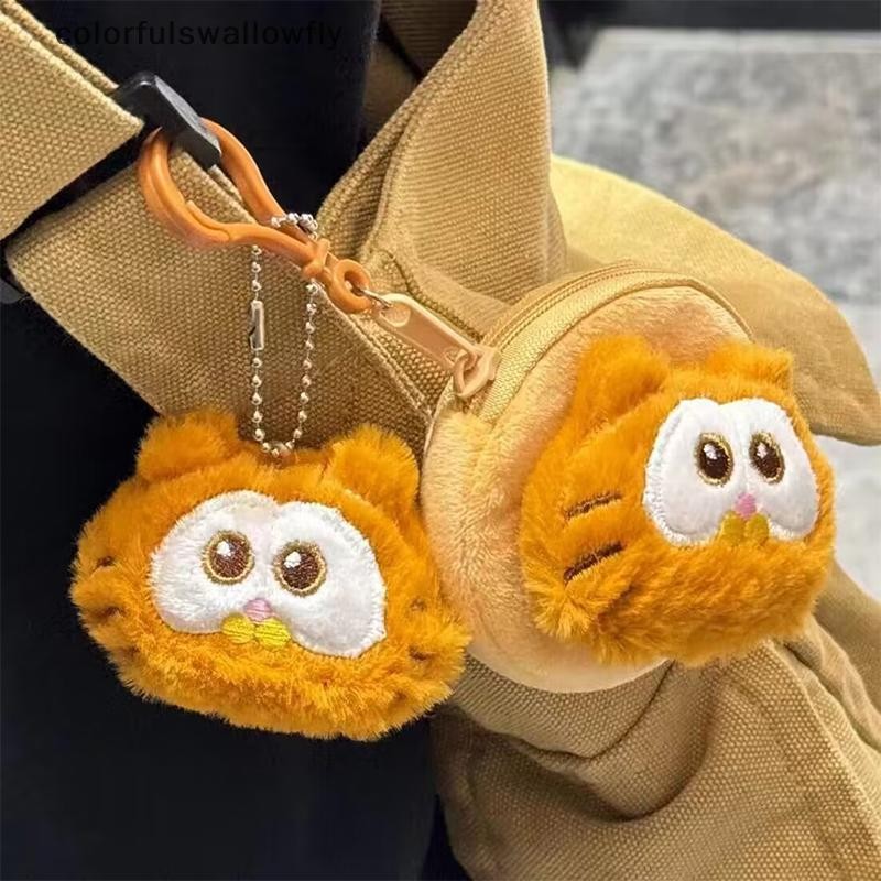 สีสันswallowfly Plush Garfield กระเป๋าเหรียญพวงกุญแจน่ารักซิปเหรียญกระเป๋าสตางค์หูฟังกระเป๋าเก็บกระเป๋าเป้สะพายหลังจี้ Ch COD