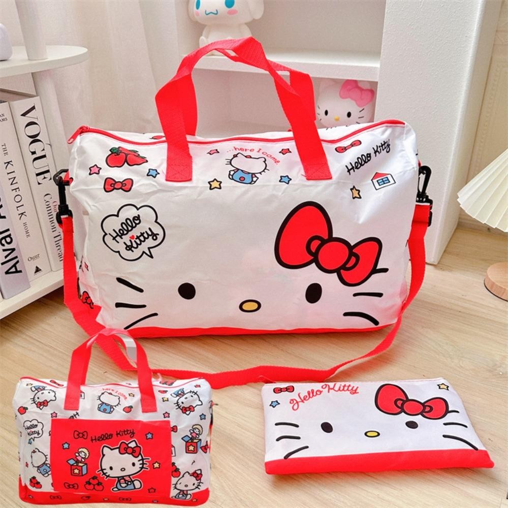 Back2life Hangyodon กระเป๋าดึงสั้น, My Melody Cinnamoroll Pochacco กระเป๋าเดินทางแบบพับได้, แมวคิตตี้หวานความจุขนาดใหญ่กันน้ํา Kuromi กระเป๋าเดินทางกระเป๋าถือเดินทาง