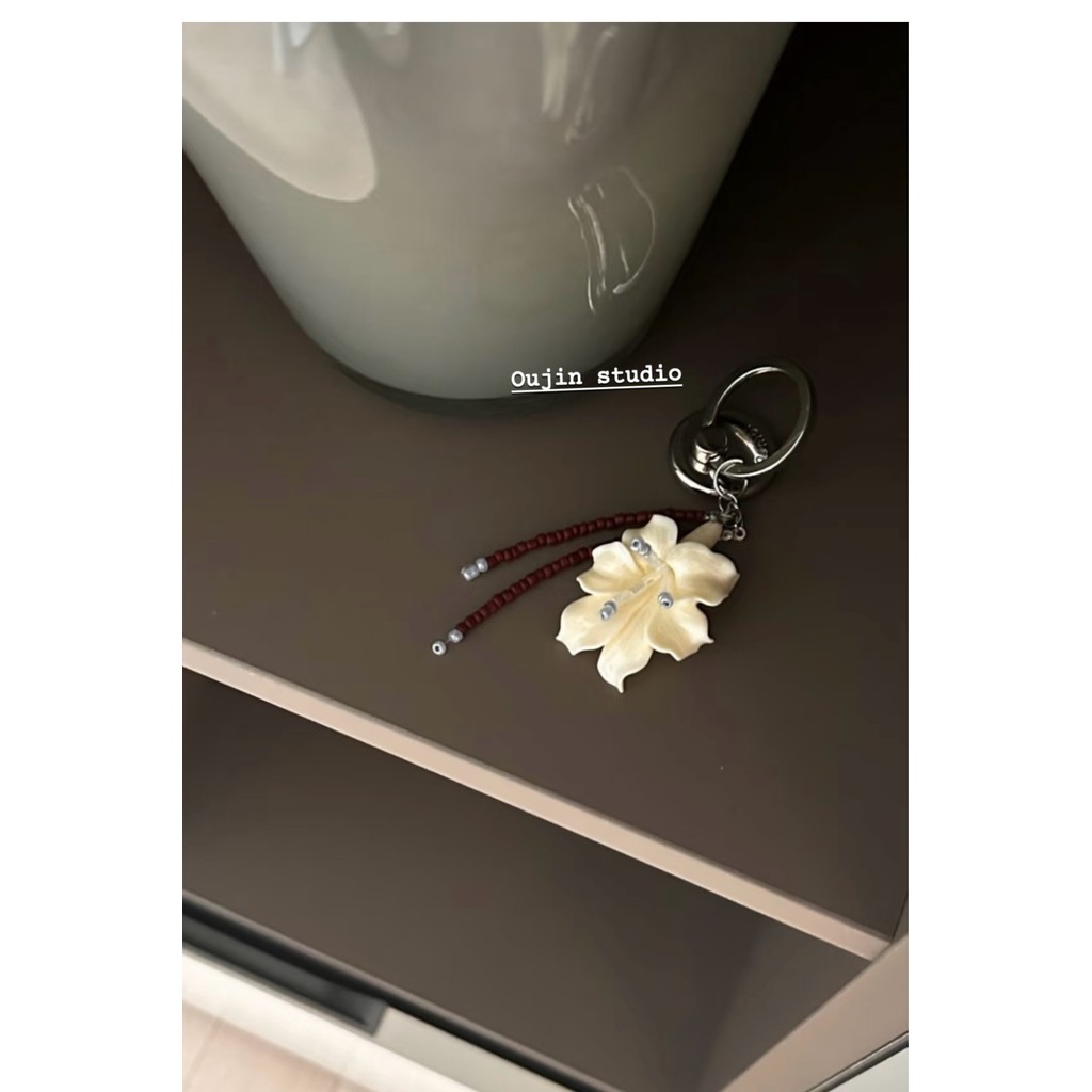 สไตล์เกาหลี อิน ใหม่สไตล์ฤดูใบไม้ร่วงฤดูหนาวย้อนยุคทําด้วยผ้าขนสัตว์ถักลายศิลปะดอกไม้จี้โทรศัพท์มือถือจี้เหมาะสําหรับ16โปรแม็กซ์/15/14มือโปร/13/12เปลือกแข็งเคส - รูปที่ 6