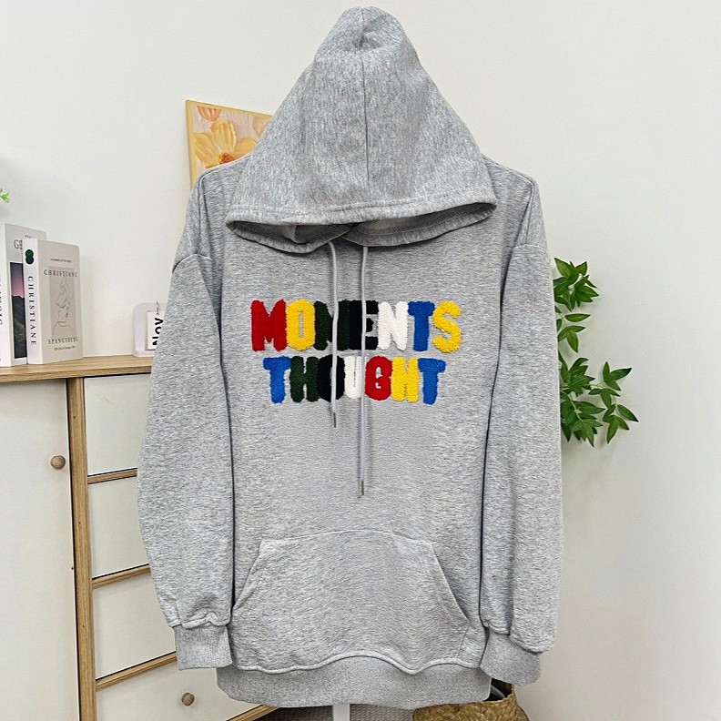 Suysuy พร้อมส่ง เสื้อฮู้ด แขนยาว ทรงหลวม ดีไซน์งานปักด้ายตัวอักษร ทรงโอเวอร์ไซส์ ผ้าคอตตอน นุ่มๆ ไม่หนาไม่บาง กันหนาว