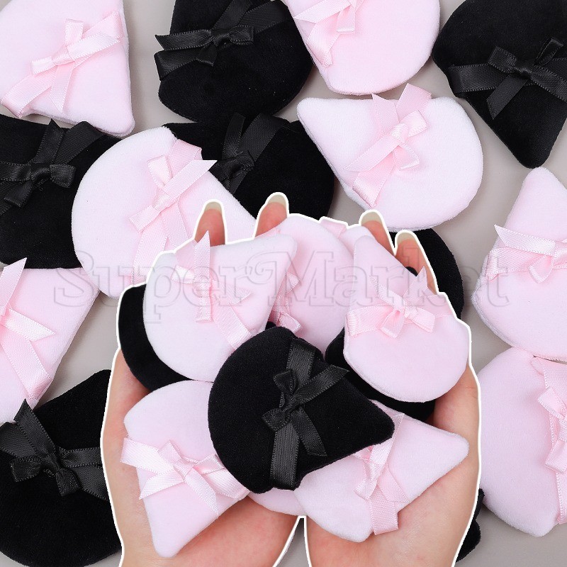 [ แนะนํา ] Bow Makeup Setting Puff - Flock Powder Puff - Foundation Air Cushion - ฟองน้ําแต่งหน้าสามเหลี่ยม - นุ่ม นํากลับมาใช้ใหม่ ฟู ซักได้ - อุปกรณ์เครื่องสําอาง - เครื่องมือแต่งหน้า