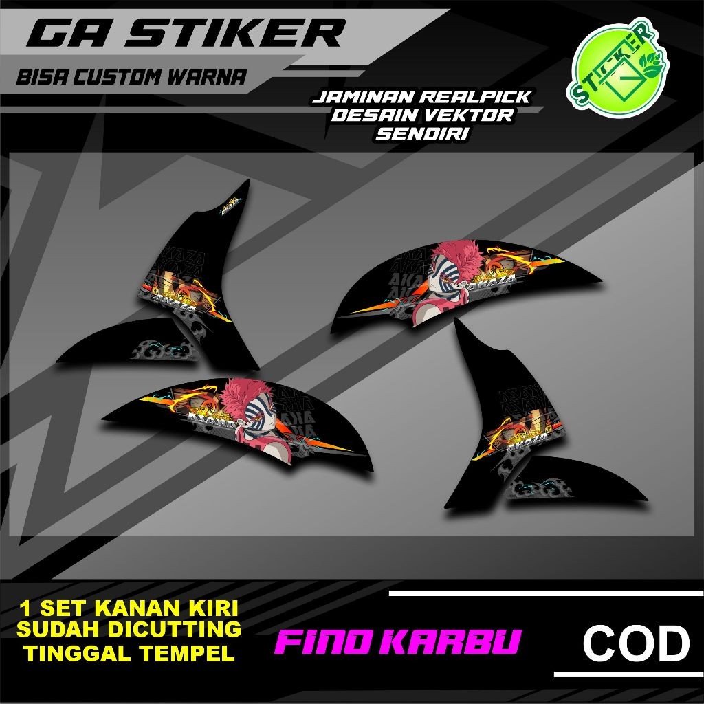 COOL MOTORCYCLE STRIPING YAMAHA FINO CARBON AKAZA HAKUJI DEMON SLAYER ALREADY CUT, JUST STICK IT