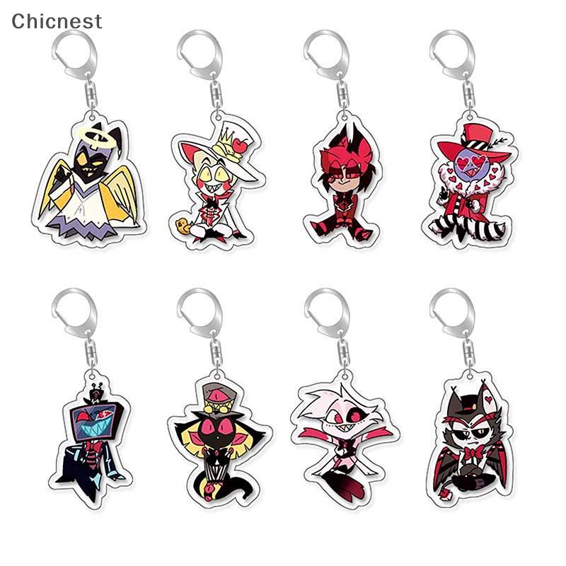 [Chicnest] แฟชั่นการ์ตูนอะนิเมะ Hazbin โรงแรมอะคริลิคพวงกุญแจจี้สําหรับผู้หญิงผู้ชายสร้างสรรค์กระเป๋าอุปกรณ์ตกแต่งเครื่องประดับแฟนของขวัญบูติก
