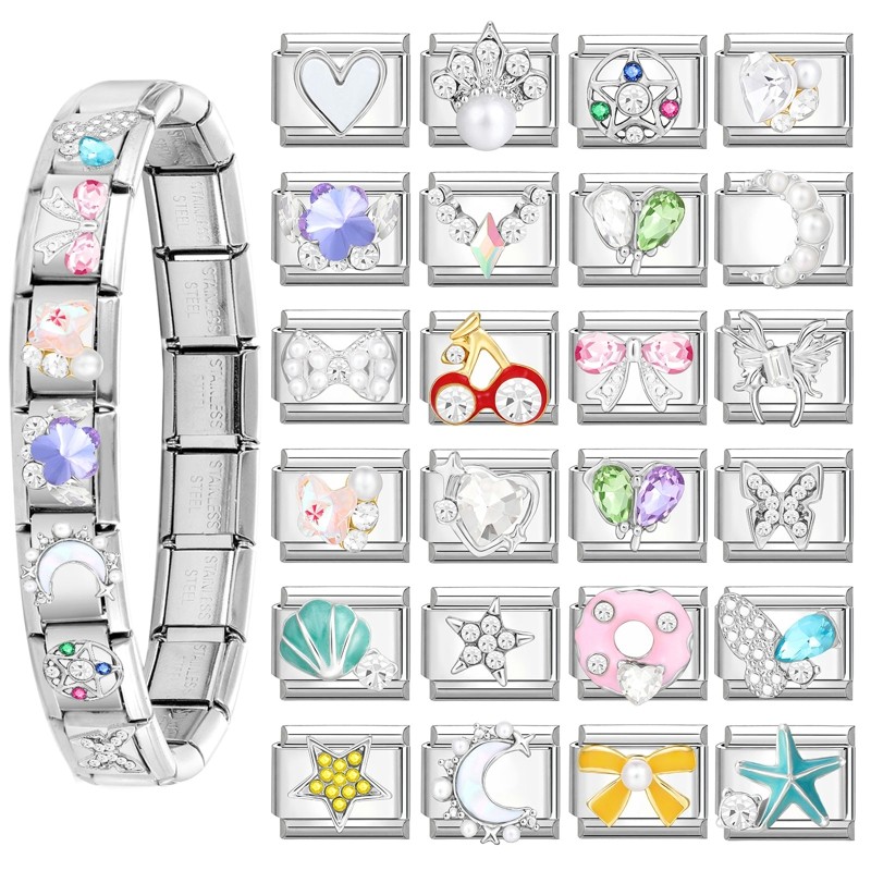 อิตาเลี่ยน Charm Links สําหรับสร้อยข้อมือ Fit 9 มม.สร้อยข้อมือสแตนเลส Diy เครื่องประดับทําอุปกรณ์เสริม Retro บุคลิกภาพโมดูลสร้อยข้อมืออุปกรณ์เสริม - รูปที่ 2
