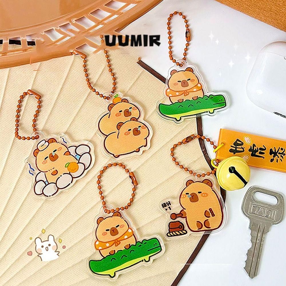 Uumir พวงกุญแจ, แหวนกุญแจอะคริลิค Capybara, ตกแต่งน่ารักการ์ตูนจี้อเนกประสงค์เด็ก