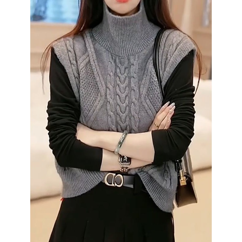 เสื้อไหมพรมถักสีบริสุทธิ์อเนกประสงค์สําหรับ Office Lady Fall 2024