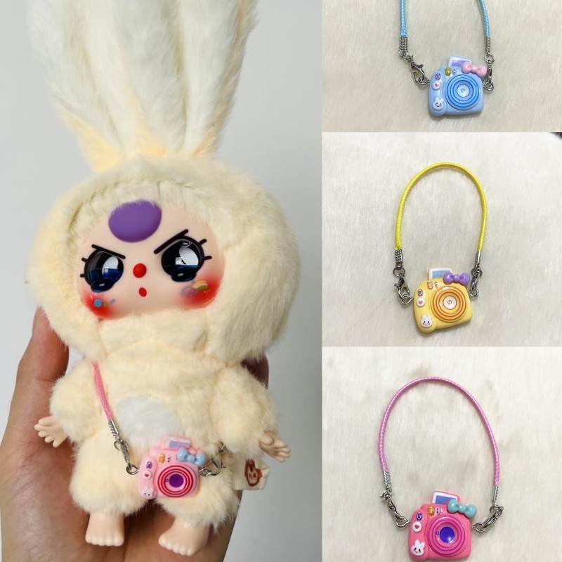 Baby Three Macaron/labubu Doll Accessories Mini Little Camera DIY Dress Up Toy Dollhouse