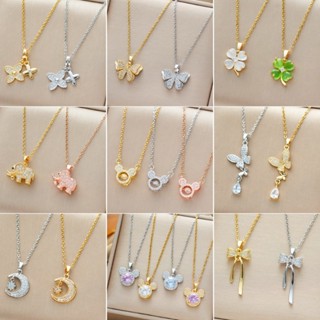 Super Variety Micro-Inlaid Zircon สร้อยคอเหล็กไทเทเนียมหญิงอ…