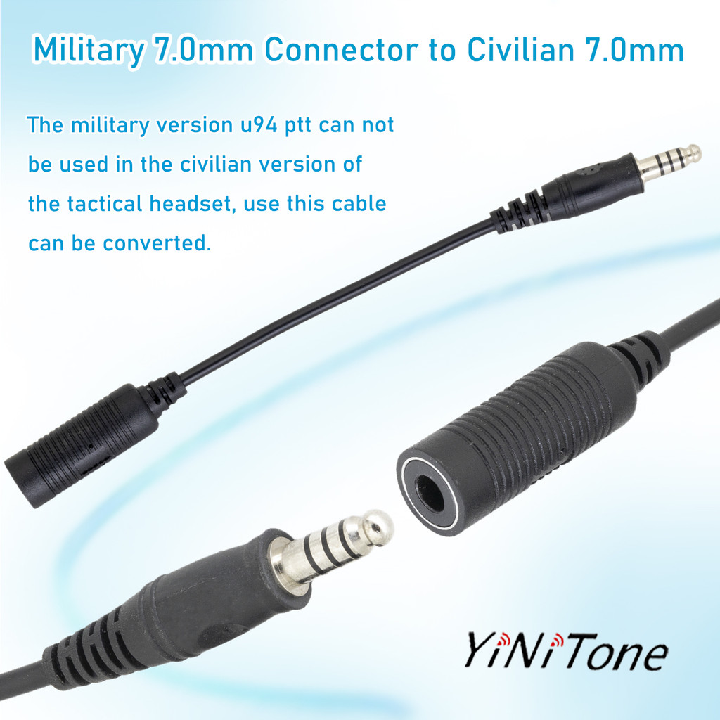 U174 ต่อสู้ไปยังรุ่นพลเรือนสายไฟอะแดปเตอร์ u94 Push to Talk สายแปลงสําหรับ 7.0 มม. Plug Force NATO ช