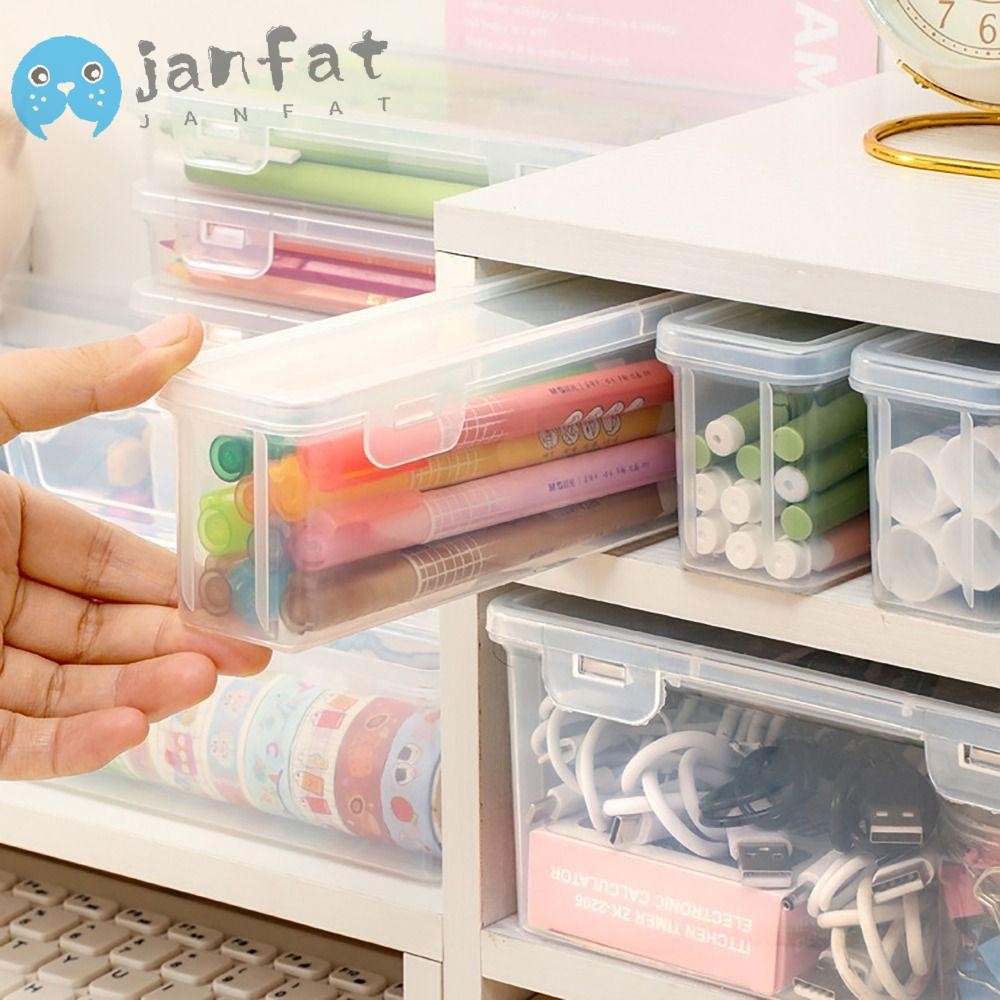 Janfat กล่องเก็บเครื่องเขียน, อุปกรณ์เครื่องเขียน ดินสอปากกาความจุขนาดใหญ่, มัลติฟังก์ชั่นโปร่งใส Desktop Organizer ที่ใส่ปากกาโรงเรียน Office