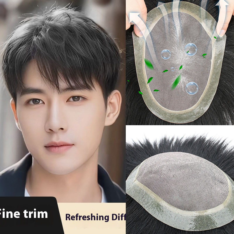3 # สุทธิกับ Pu รอบตัดละเอียดผู้ชาย Toupee 100% ผมมนุษย์ไม่มีปมธรรมชาติดู Toupee ผมเปลี่ยนทนทาน Toupee ผมตรงวิกผมธรรมชาติ Hairline