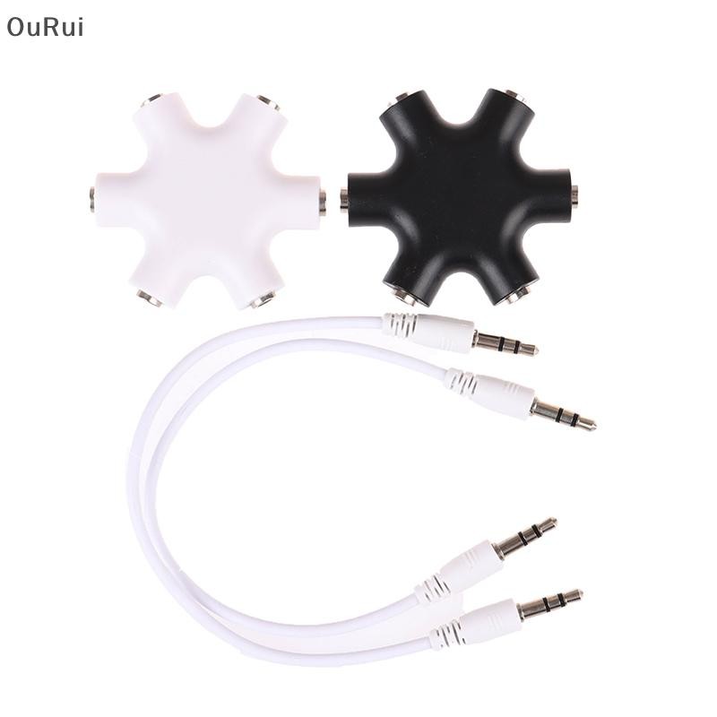 {B&C Apr} 6*3.5 มม.Way Multi Port Hub Aux ช่องเสียบหูฟัง Splitter ตัวแปลงสายสัญญาณเสียง {th}