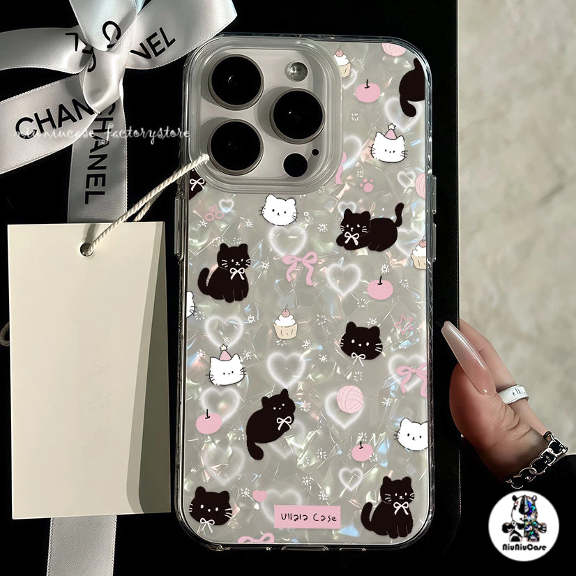 ลูกแมวน่ารัก เคสไอโฟน16 สำหรับ IPhone 12 11 15 13 16 14 Pro Max 7Plus 8Plus XR XS X Max 7 15 8 Plus SE เคสไอโฟนสวยๆ Case