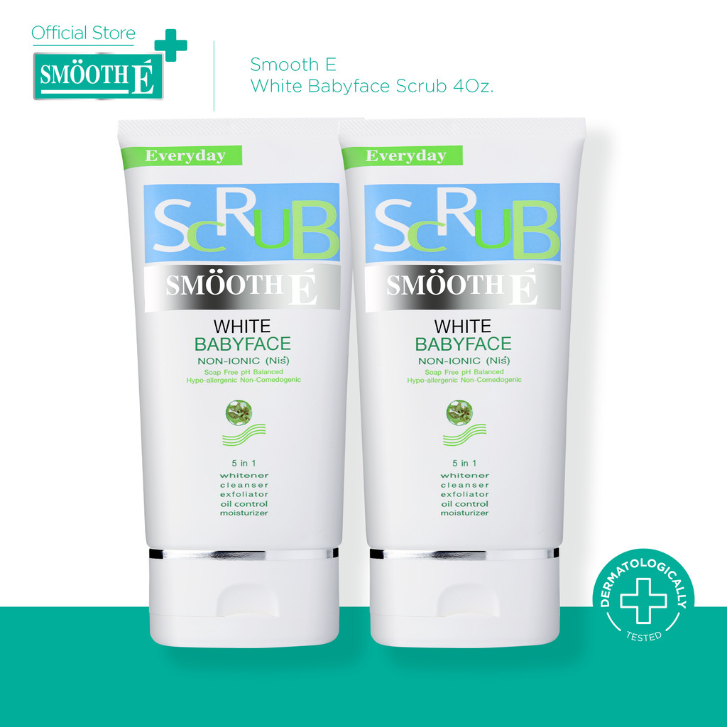 [แพ็ค 2] Smooth E สครับไม่มีฟอง ไม่มีประจุไฟฟ้า ไม่มีสารตกค้าง White Babyface Scrub 4Oz. ลดสิว ความคุมความมัน สมูทอี