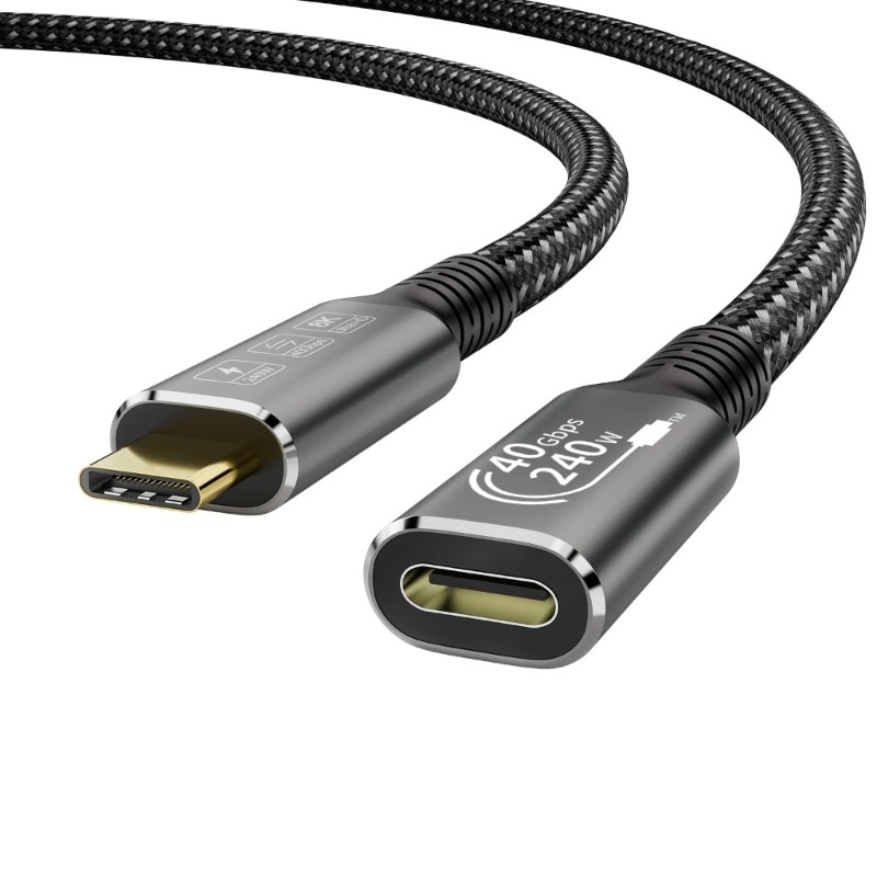 Moon Extension Cable 40gbps 240W USB C ถึง USB C สายต่อ USB4 0 ชายหญิงถ่ายโอนข้อมูล 8k 60hz Video Di