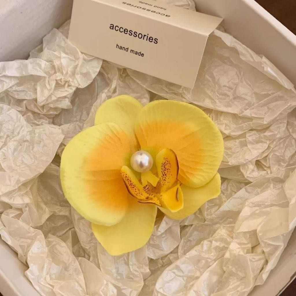 🌸กิ๊บติดผมลายดอกไม้ ทรงผีเสื้อ ประดับมุก กิ๊บข้าง สไตล์หวาน เครื่องประดับสตรี - รูปที่ 6