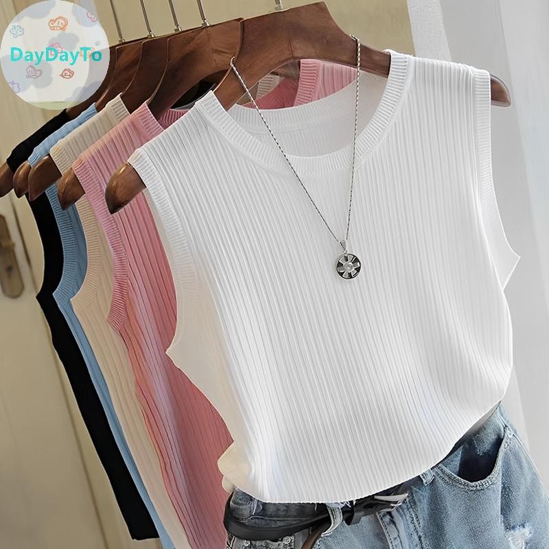 Daydayto 2025 ฤดูร้อนใหม่แฟชั่นถักเสื้อกั๊ก O-คอแขนกุดเสื้อลําลองบางเสื้อแขนกุดเสื้อผู้หญิง TH