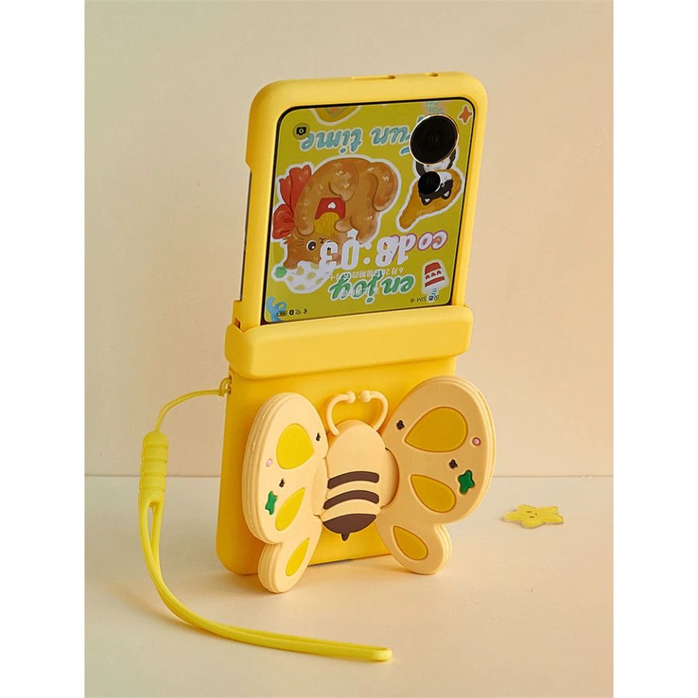 Luken น่ารักการ์ตูน 3D Bee ผู้ถือบานพับสําหรับ Samsung Galaxy Z Flip 6 5 4 3 สําหรับ Motorola Razr 6