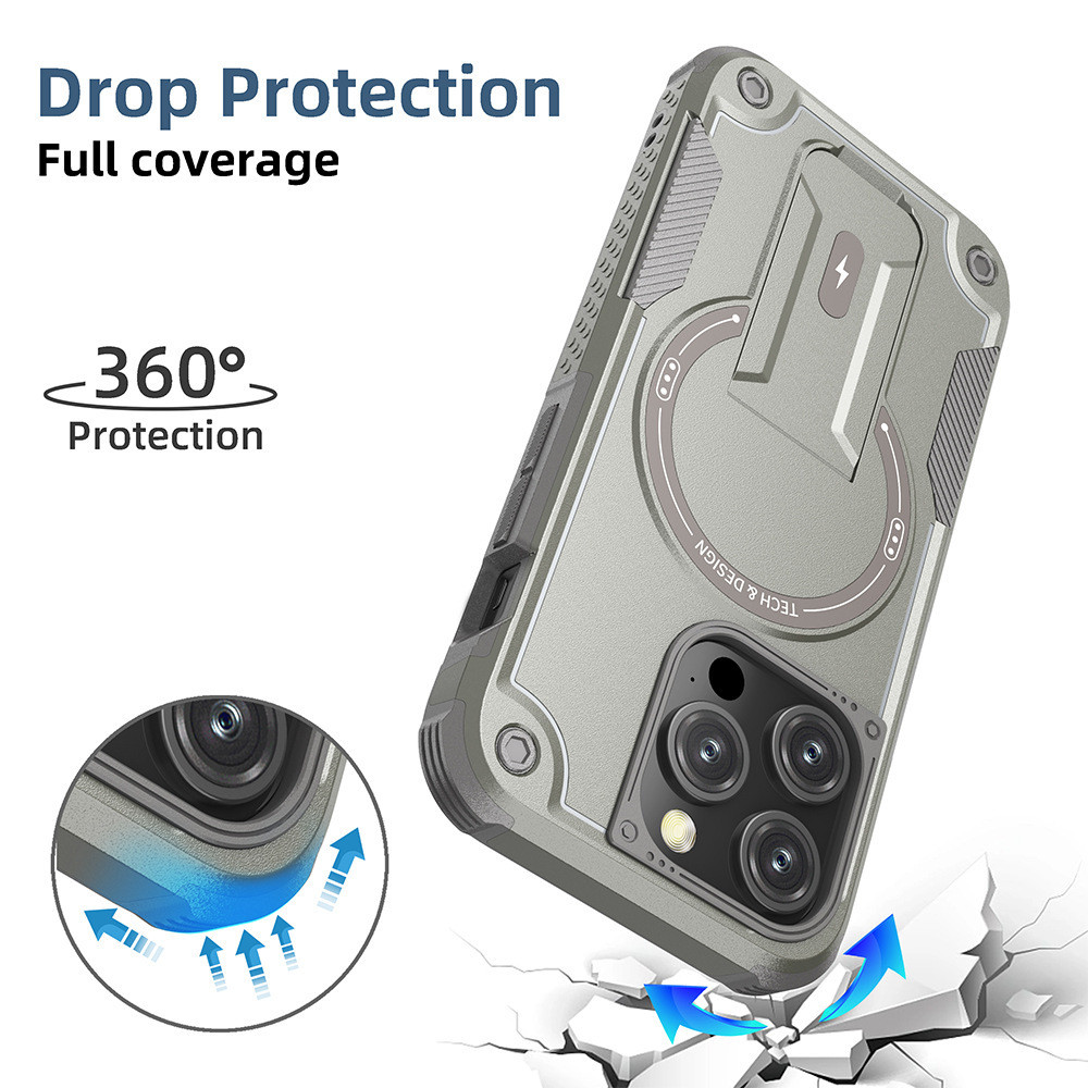 Armor Magnetic Holder เคส For iPhone 11 เคส 13 16 15 14 17 Pro Max Air 12 13promax 15promax 16promax เคสโทรศัพท์มือถื - รูปที่ 4