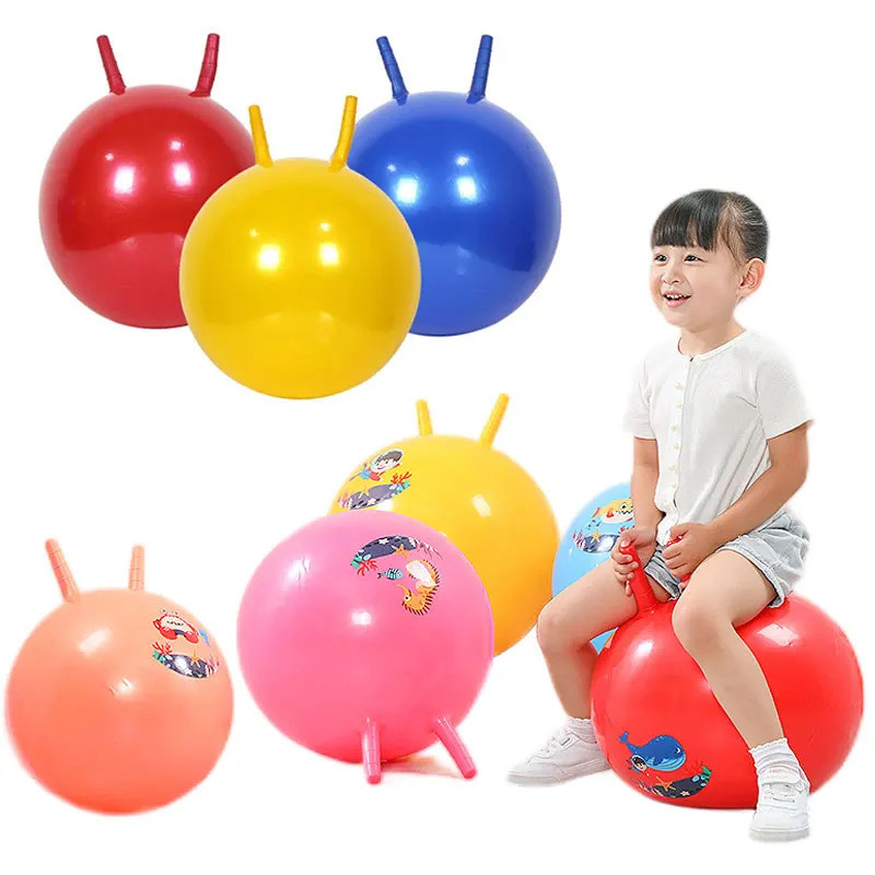 Montessori Sensory Integration Training Balance Ball ของเล่นเด็ก Parish Inflatable Jumping Ball กิจกรรมกลางแจ้งเกมกีฬา 65-45 ซม.เด็กกระโดดลูกบอลหนัง