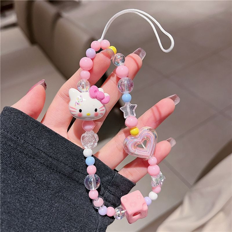 ไม่สนิท ☆ น่ารักคิตตี้หัวใจรักโทรศัพท์มือถือเสน่ห์สร้อยข้อมือเชือกเส้นเล็ก
