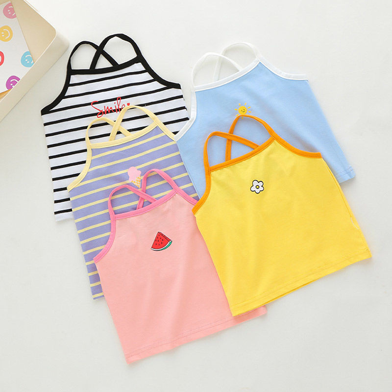 2025 ฤดูร้อนมาใหม่: เสื้อกั๊กสลิงแขนกุดผ้าฝ้ายแท้สําหรับเด็กทารกผู้หญิง - บาง, การ์ตูน - พิมพ์ภายใต้ ที - เสื้อ