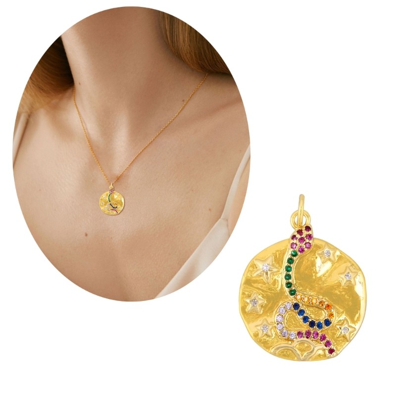 Fine Sparkling Zirconia สร้อยคองู Charm สําหรับอุปกรณ์เสริมเครื่องประดับผู้หญิงอินเทรนด์