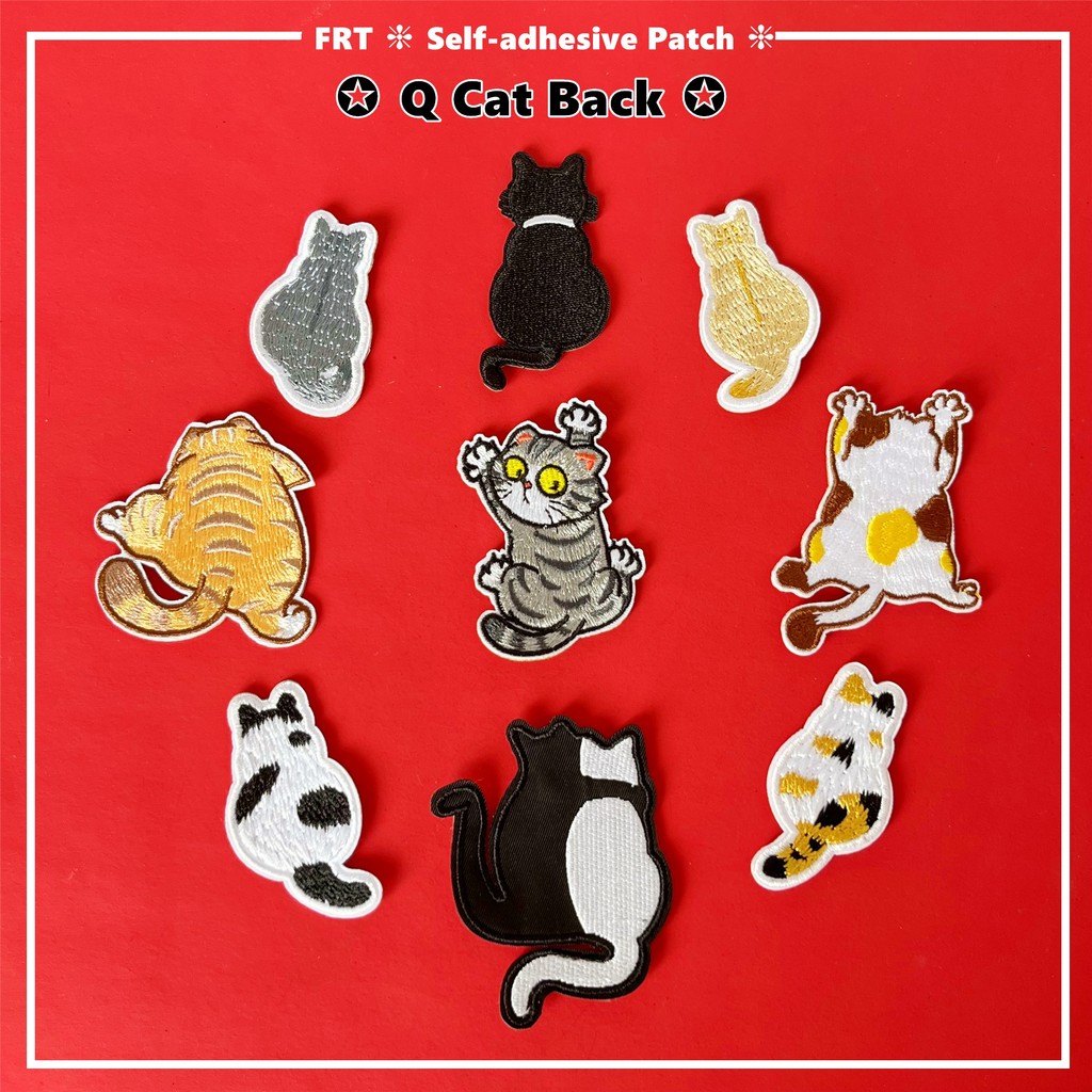 ☸ ถาม แพทช์สติกเกอร์ติดด้วยตนเองด้านหลังแมวตลก ☸ 1 ชิ้น DIY เหล็กบนเย็บเสื้อผ้ากระเป๋าอุปกรณ์เสริมตกแต่งป้ายแพทช์