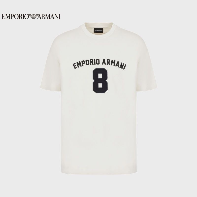 EMPORIO ARMANI/ARMANI Autumn Mens Casual Letter logo เสื้อยืดคอกลมแขนสั้น (ขนาดใหญ่) ราคา ถูกที่สุด ดีลบีเคเค แกลเลอรีภาพที่ 5