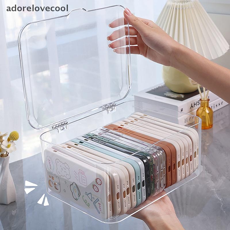 ADTH อะคริลิค Sundries ตะกร้าเก็บเคสโทรศัพท์ Ins โปร่งใสเคสโทรศัพท์ Organizer กล่องเก็บพร้อมฝาปิด Home Desktop Martijn