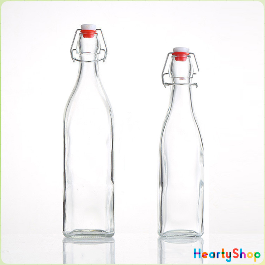 HeartyShop ขวดแก้วสุญญากาศพร้อมฝา เก็บน้ำ ขอเหลว Sealed glass bottle